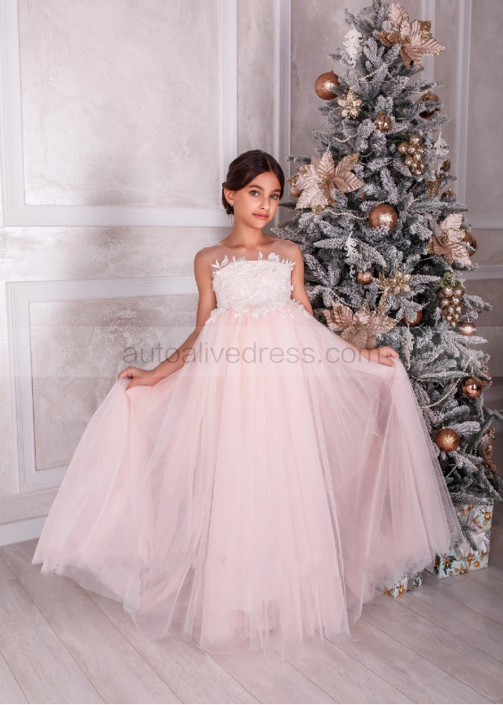 Pink Flower Girl Dress Kids Family Photo Dress